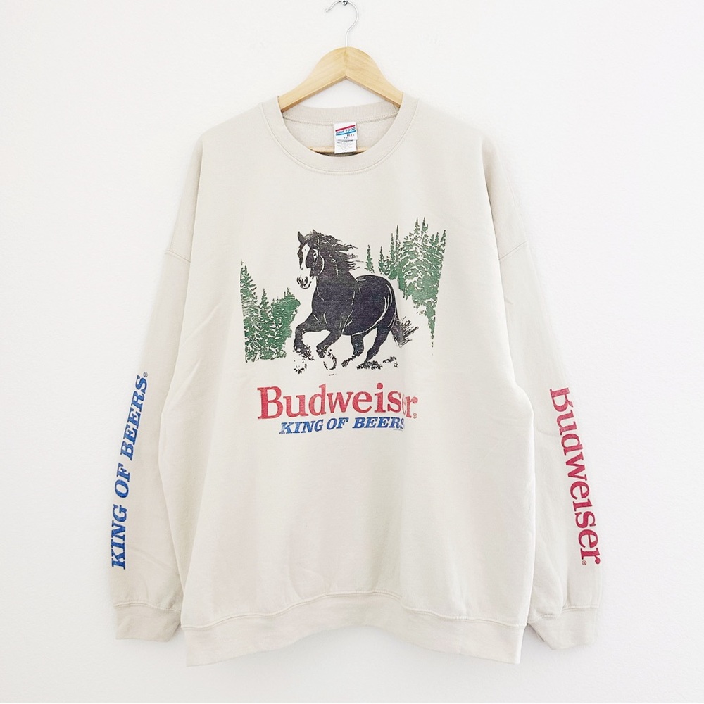NEW Junk Food Clothing Budweiser King of Beers Crewneck Sweater